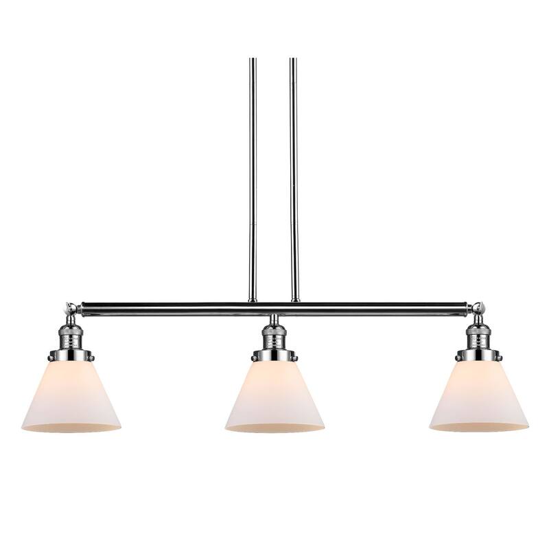 Innovations Lighting Large Cone 3 Light 40" Wide Linear Chandelier - Polished Nickel / Matte White Cased