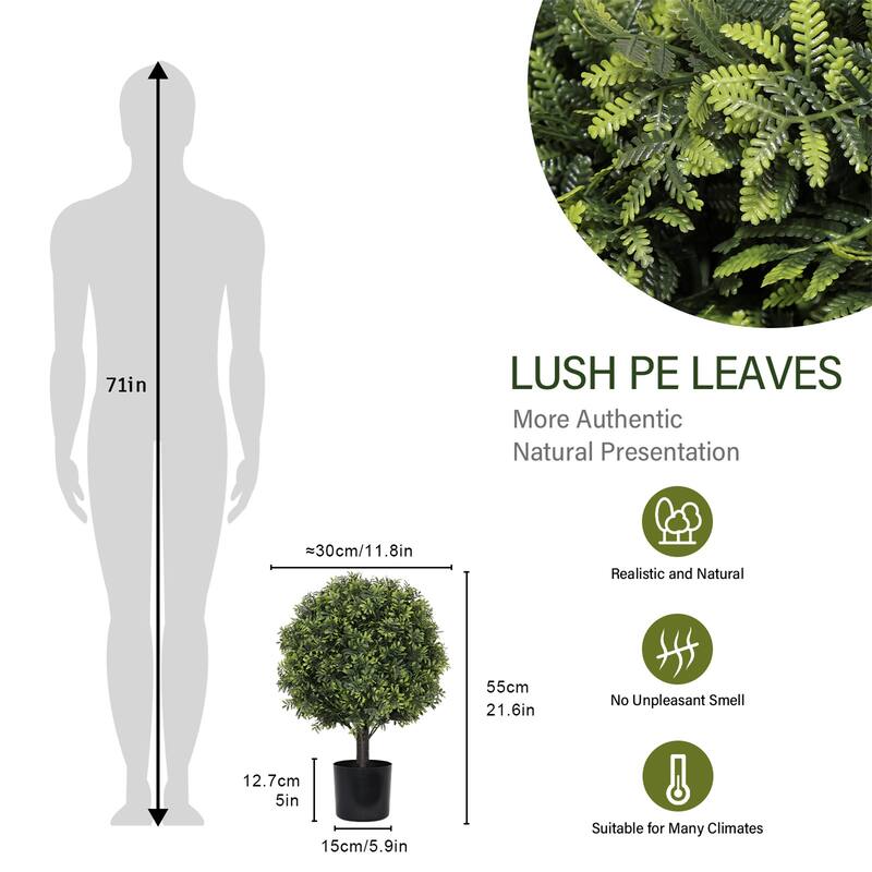 2-Pack 22in Artificial Boxwood Ball Topiary Trees