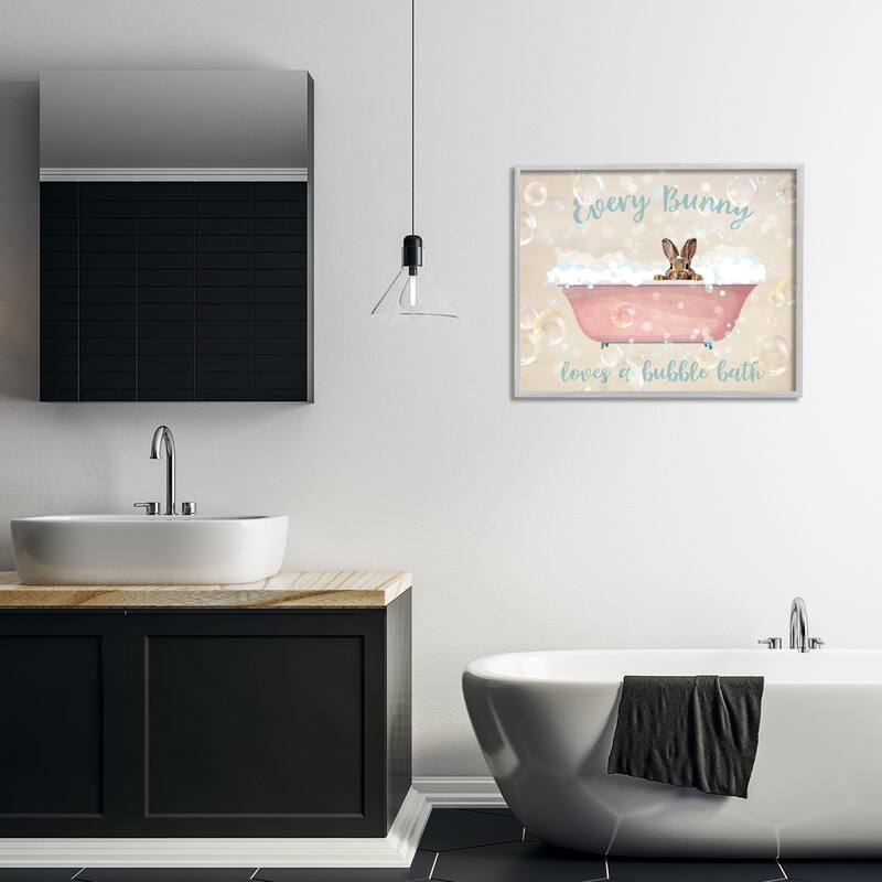 Stupell Every Bunny Loves Baths Framed Giclee Art Design By Susan Arnot