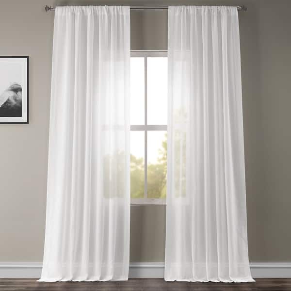 slide 1 of 6, Exclusive Fabrics White Orchid Faux Linen Sheer Curtain (1 Panel) White Orchid - 50 X 108
