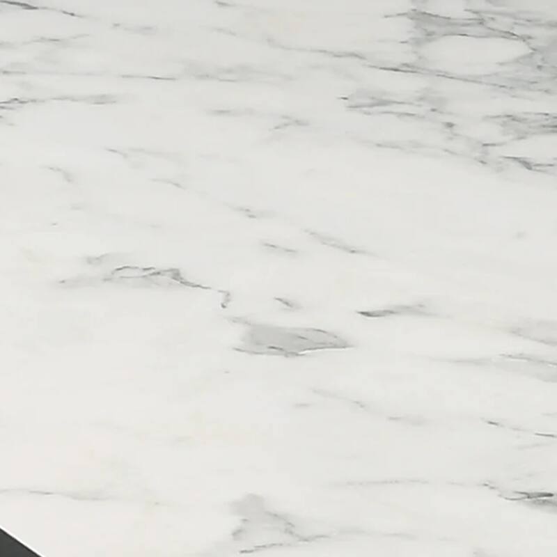 Amey 2 Drawer Nightstand, White Marble Trim, Black Wood