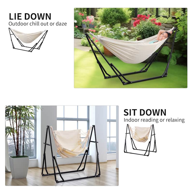 2 in 1 Hammocks Portable Convertible Hammock Swing Chair with Steel Stand