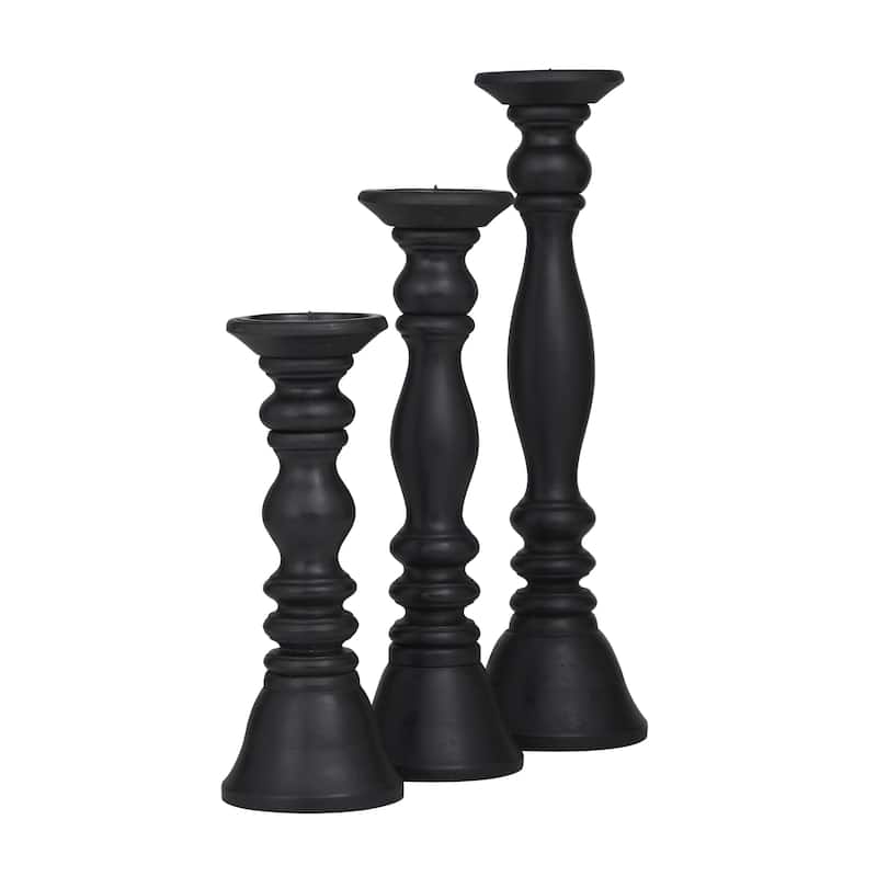 Wood Decorative Candle Holder - Set of 3 Dark Brown, Light Brown, Gray, Black - Roche River Decor