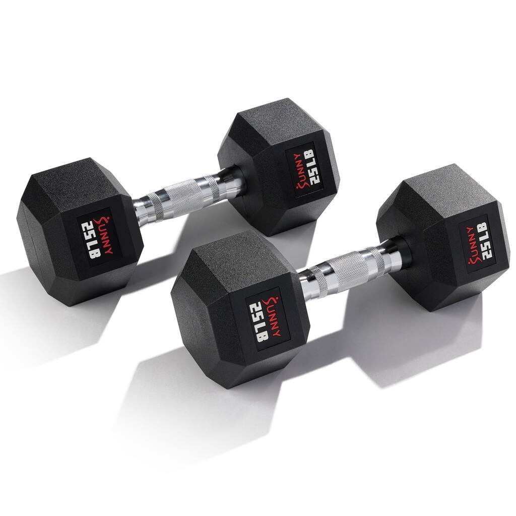 Sunny Health & Fitness Core Fit Hex Style Dumbbells 25-Pound (Pair) - SF-DB03-25 - 13.86Lx12.28Wx5.91H