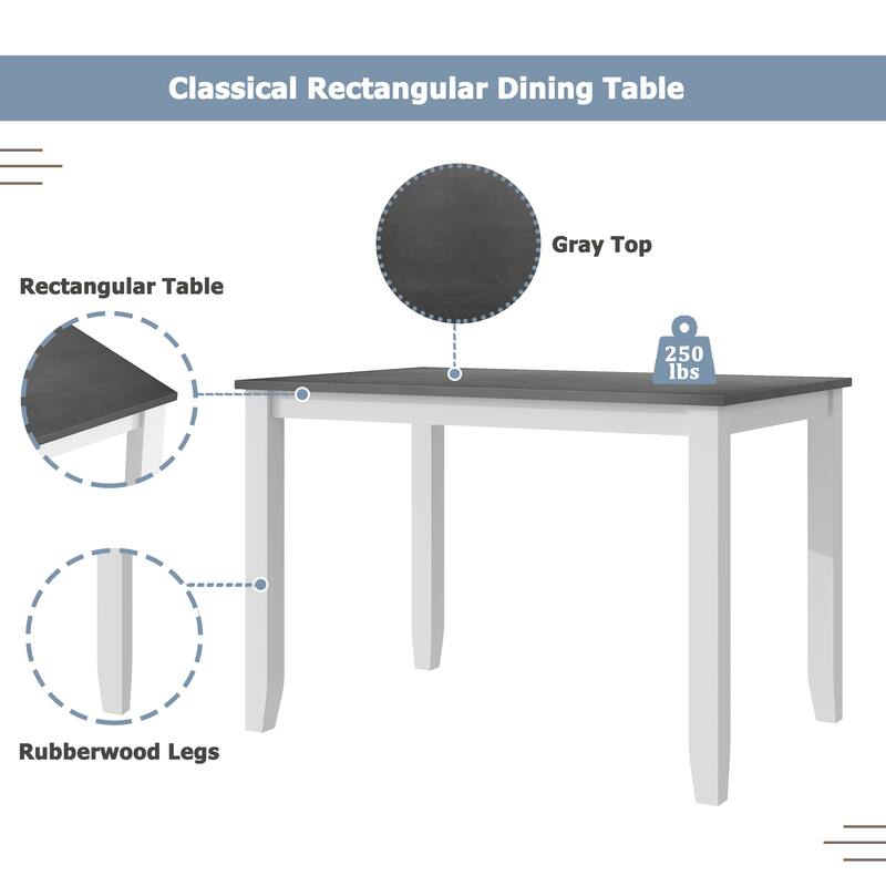 5-Piece Wooden Dining Table Set with 4 X-Back Chairs
