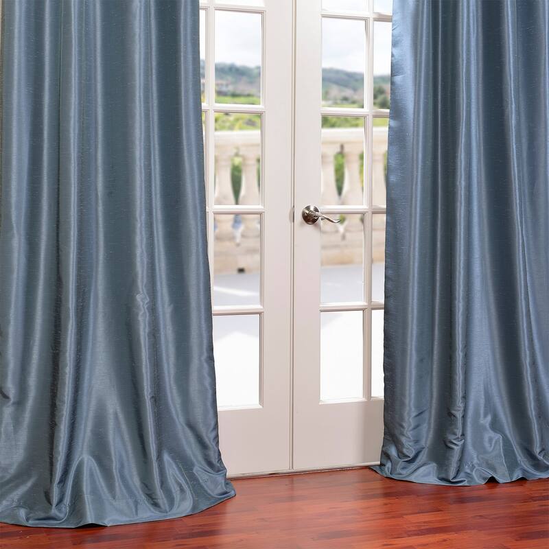 Exclusive Fabrics Textured Dupioni Faux Silk 108-inch Blackout Grommet Curtain (1 Panel) - 50 x 108