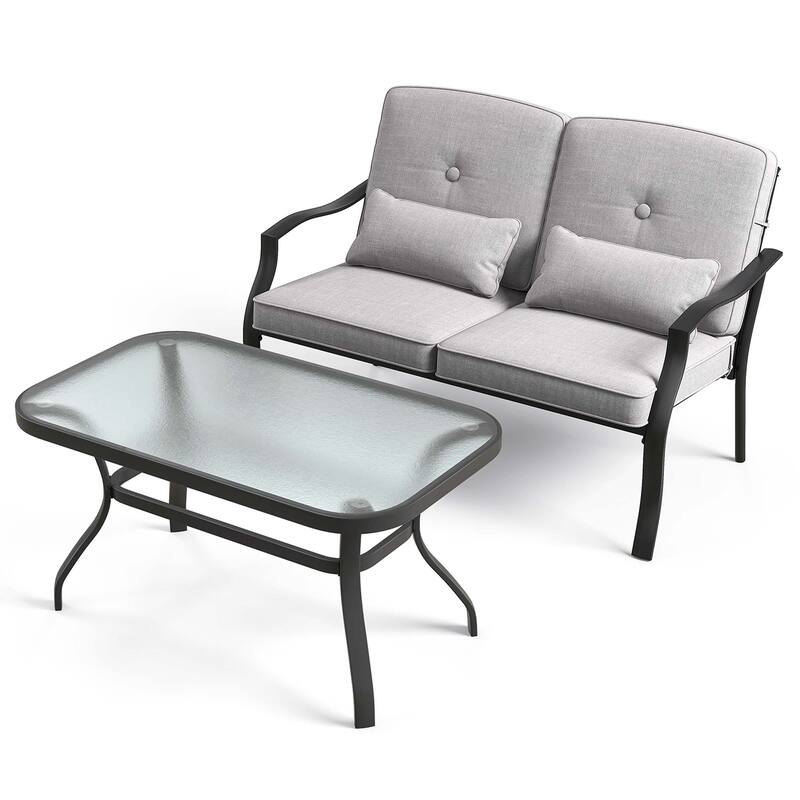 2/4 PCS Patio Furniture Set Outdoor Conversation Sofa Table Set - Loveseat&Coffee Table Set