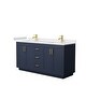 preview thumbnail 107 of 114, Miranda Double Vanity Set, Cultured Marble Top, No Mirror 66-Inch Double - Dark Blue, Gold Trim, Carrara Cultured Marble Top