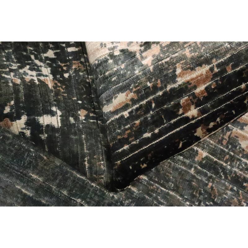 Hand Knotted Oriental Viscose Silk Carpet Modern Abstract Greys & Charcoal Abstract Area Rug - 7' 8'' X 5' 7''
