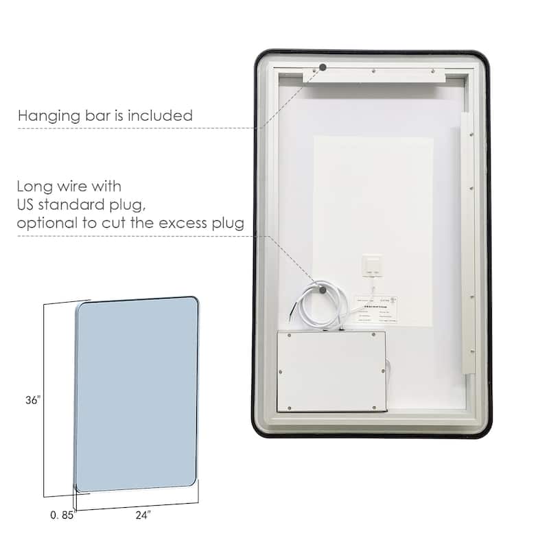 Altair Viaggi Rectangle Framed LED Lighted Wall Mirror
