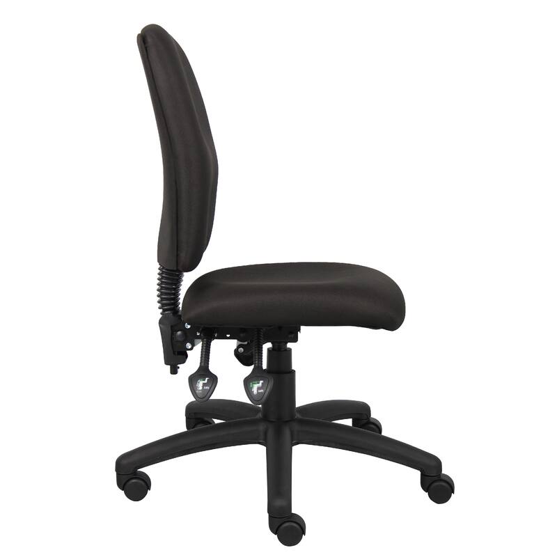 Zean Swivel Task Chair, Black Crepe Fabric, Contoured Back, Rolling