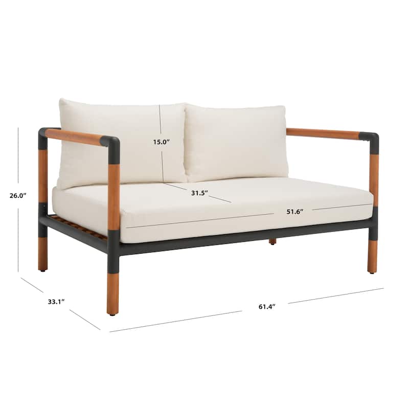 SAFAVIEH Couture Vinie Patio Sofa - 61 In W x 33 In D x 26 In H - 61W x 33D x 26H