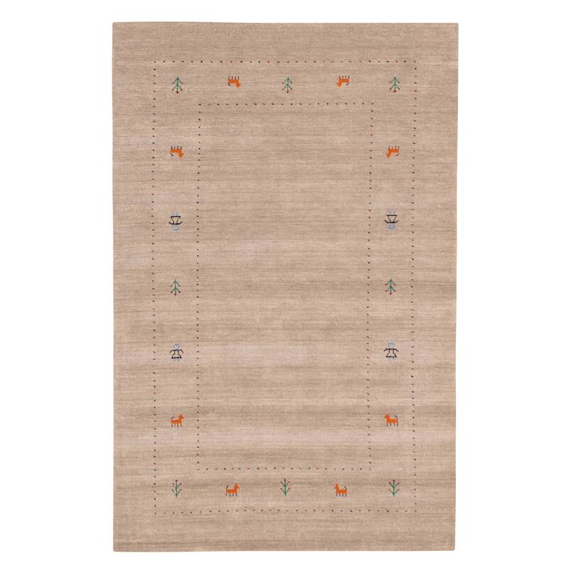 ECARPETGALLERY Hand Loomed Kashkuli Gabbeh Grey Wool Rug - 5'2 x 7'11