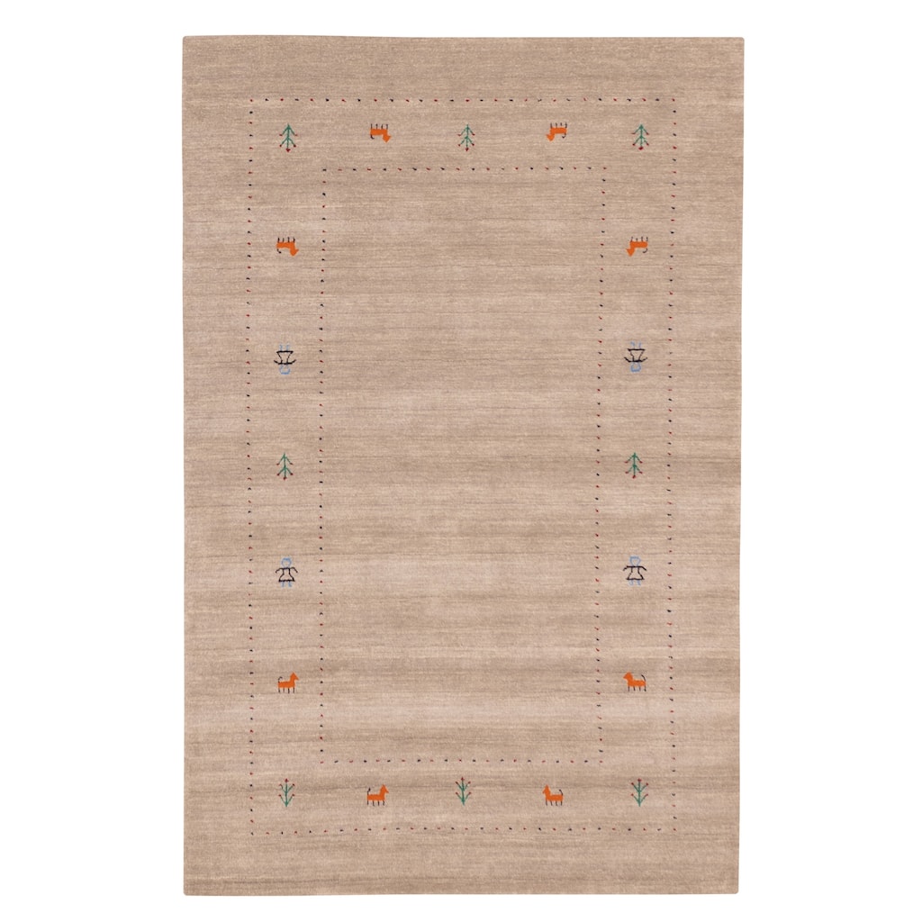 ECARPETGALLERY Hand Loomed Kashkuli Gabbeh Grey Wool Rug - 5'2 x 7'11