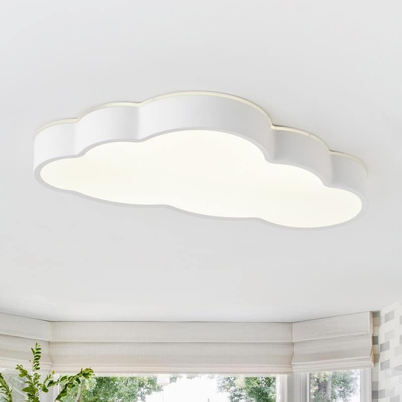 Modern Cloud Shape Flush Mount Ceiling Light Matte White Acrylic Fixture for Kids Room Bedroom
