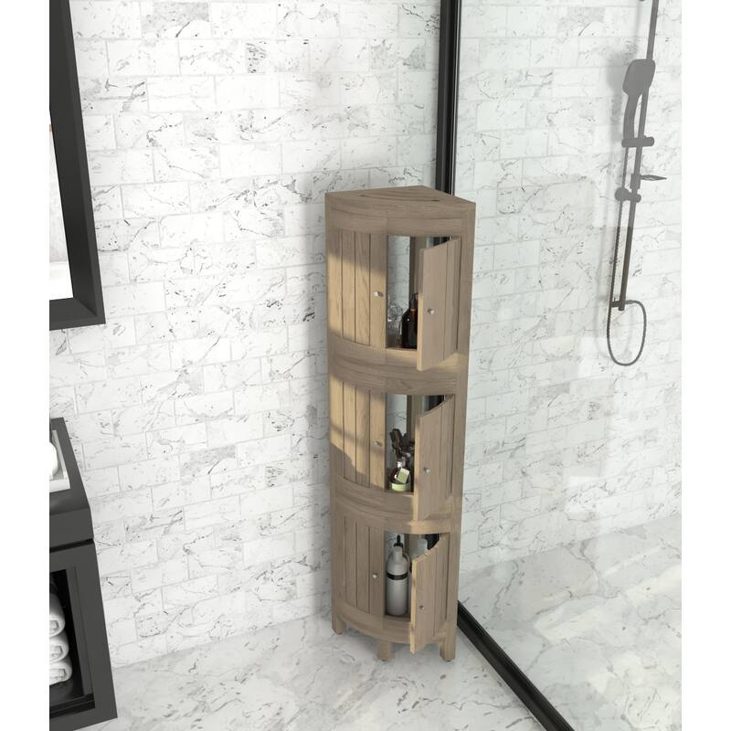 The Original Kai Three-Tier Corner Teak Bath Shelf