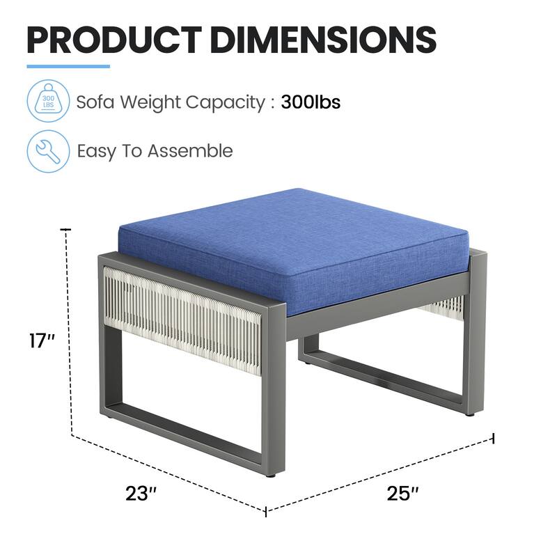All-Weather Wicker Outdoor Ottomans PE Rattan Ottomans