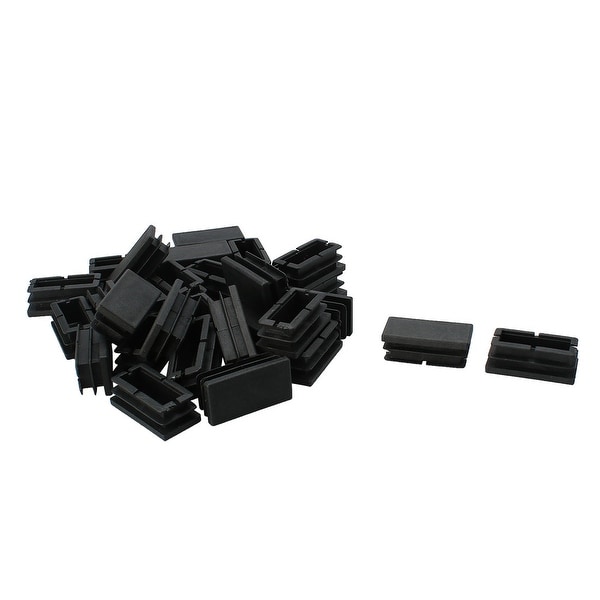 Unique Bargains 30 Pcs Antislip Plastic Rectangle 40mm x 20mm Chair Foot Cover Table Furniture Leg Protector Black
