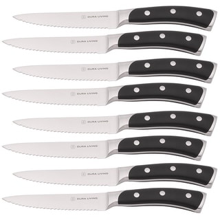Dura Living Elite 8-Piece Steak Knife Set - Serrated Blades, Premium Quality