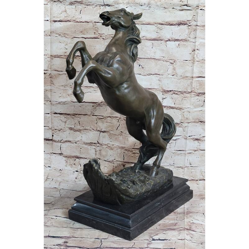 Rearing Horse On Hind Legs Bronze Sculpture Statue Equestrian Pj Mene Art Decor
