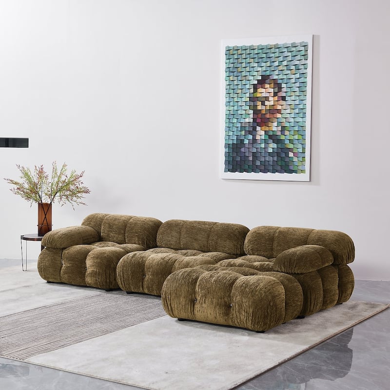 Daimion 4 Pieces Upholstered Sectional - Golden Brown Chenille