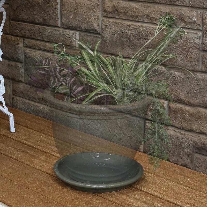 Sunnydaze Set of 2 Glazed Ceramic Planter Saucers - 9"