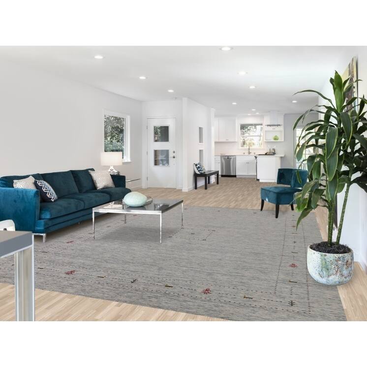 Gabbeh Indian Area Rug Handmade Wool Carpet - 9'1"x 11'8"