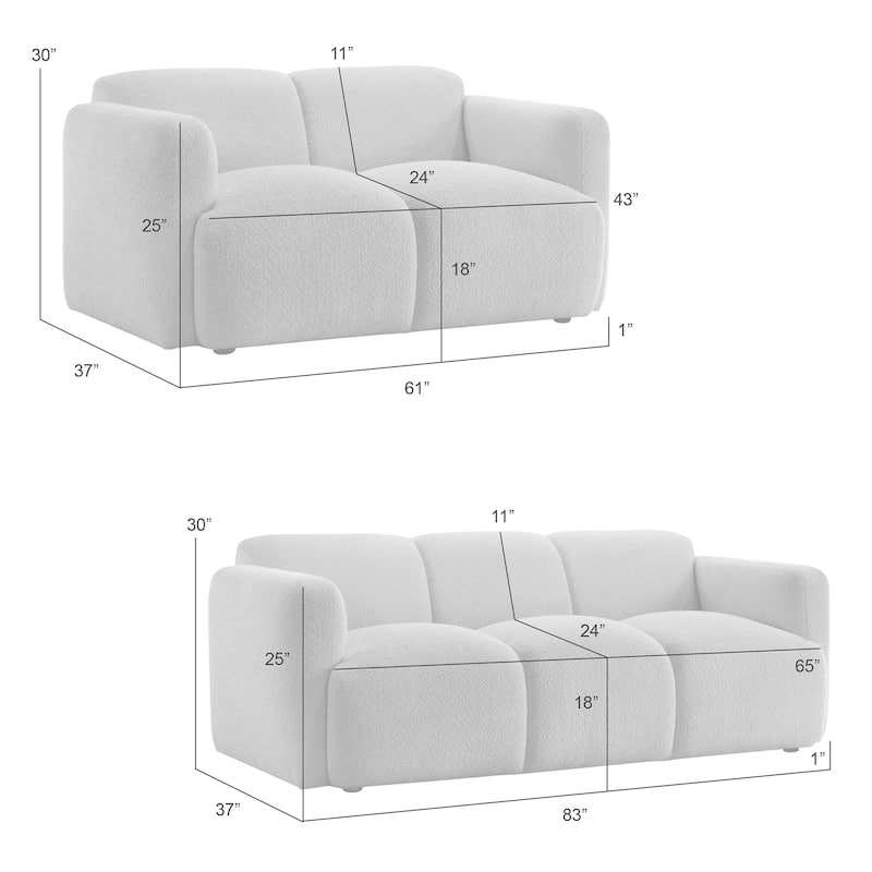 Sierra Ivory Boucle Accent Chair, Loveseat, Sofa, or Living Room Set
