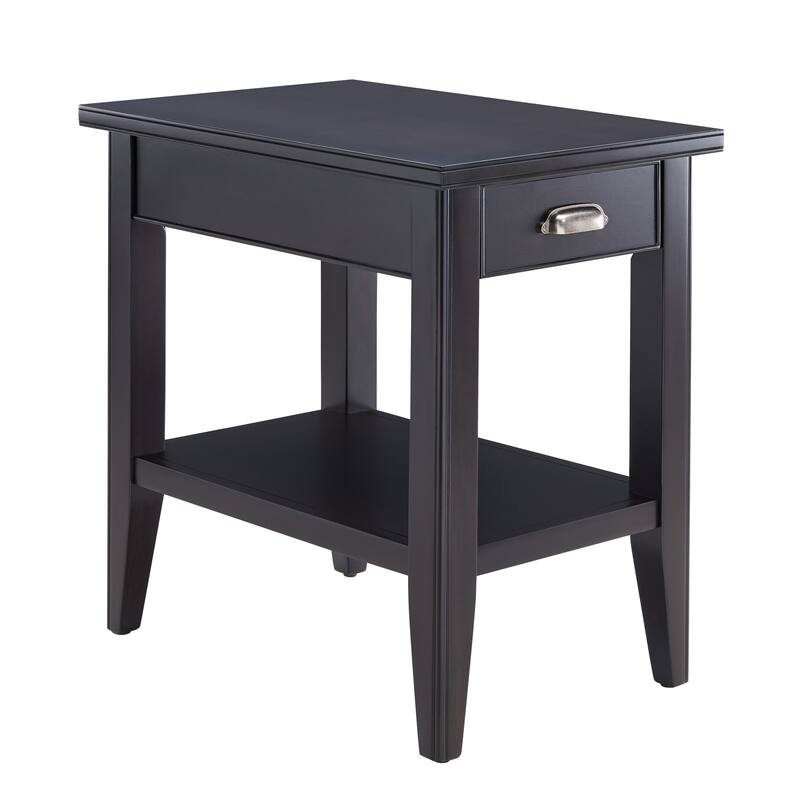 Laurent Narrow Solid Wood Side End Table with Shelf