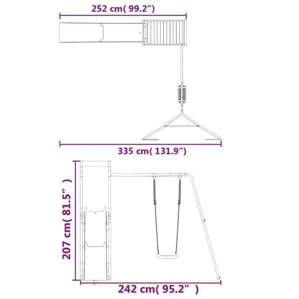 dimension image slide 3 of 4, vidaXL Swing Set Outdoor Backyard Wooden Playground Equipment for Kids Age 3-8