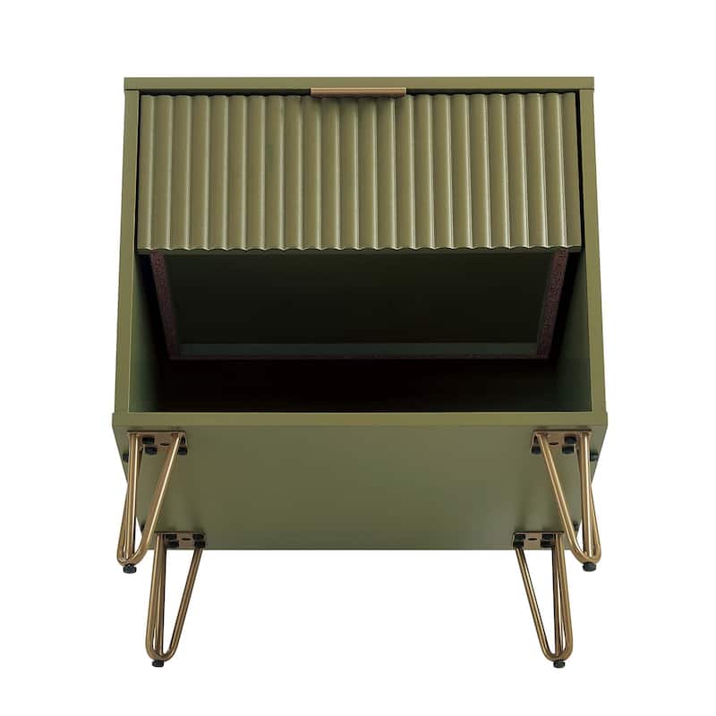 Manhattan Comfort Dumbo 1.0 Mid Century 1 Drawer Nightstand Set of 2