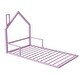 preview thumbnail 8 of 7, Pink Twin Size Metal Floor Bed with House-Shaped Headboard and Fence