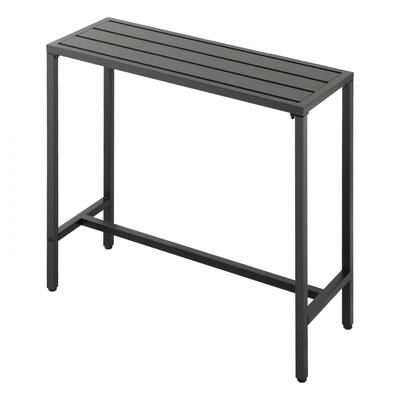 39” High Black Steel Patio Counter Height Bar Table with Rectangular Top for 1-2 People - 39.4” x 15” x 39”