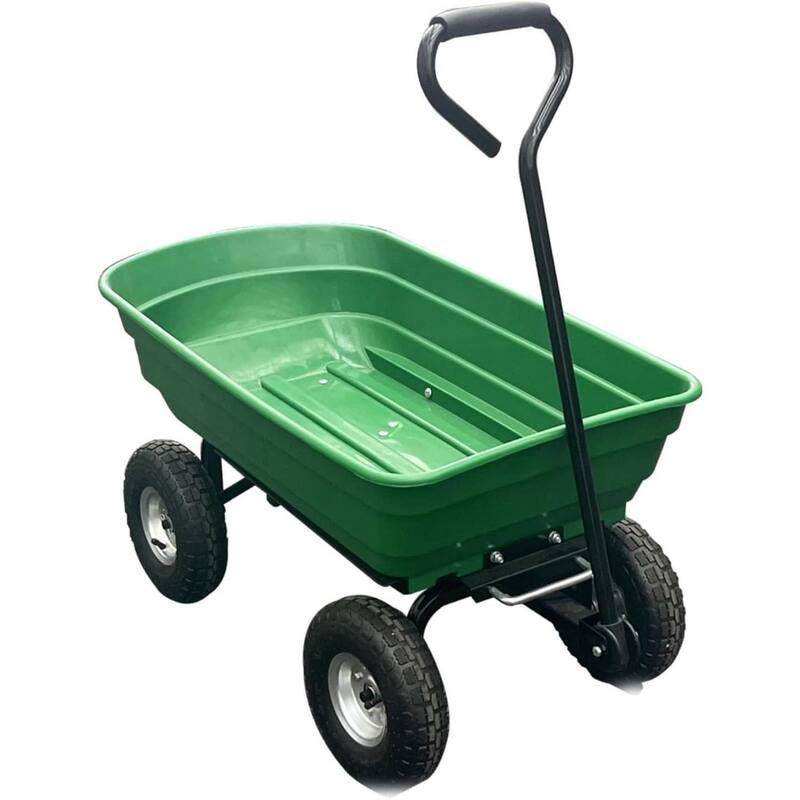 4-Wheel Outdoor Utility Garden Wheelbarrow Cart, Hand Trolley for Home, Yard, and Garden