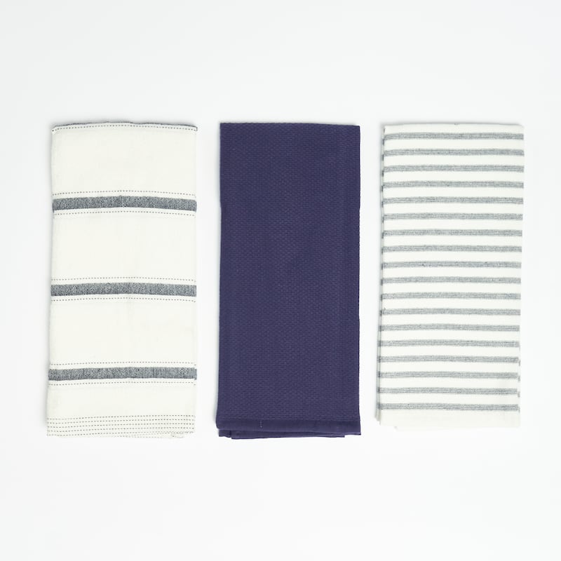 Nautica Home 100% Cotton Navy 18 in. x 28 in. Kitchen Towels (3 Piece Set)