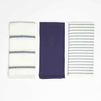 Nautica Home 100% Cotton Navy 18 in. x 28 in. Kitchen Towels (3 Piece Set)