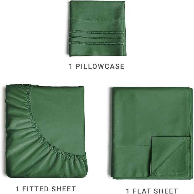 CGK Linens 4 Piece Solid Microfiber Deep Pocket Soft Bed Sheet Set