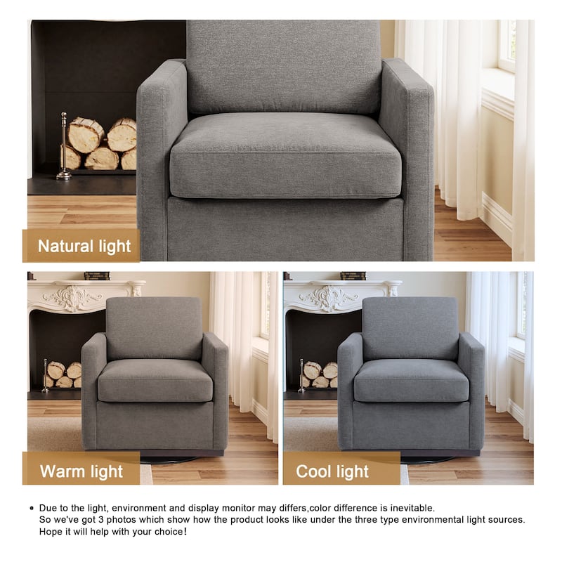 uixe Modern Upholstered Swivel Accent Chair with Pocket Spring Seat
