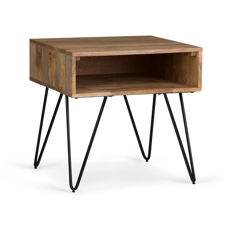 WYNDENHALL Moreno SOLID MANGO WOOD and Metal 22 inch Wide Square Industrial End Side Table - 22 W x 22 D x 23 H
