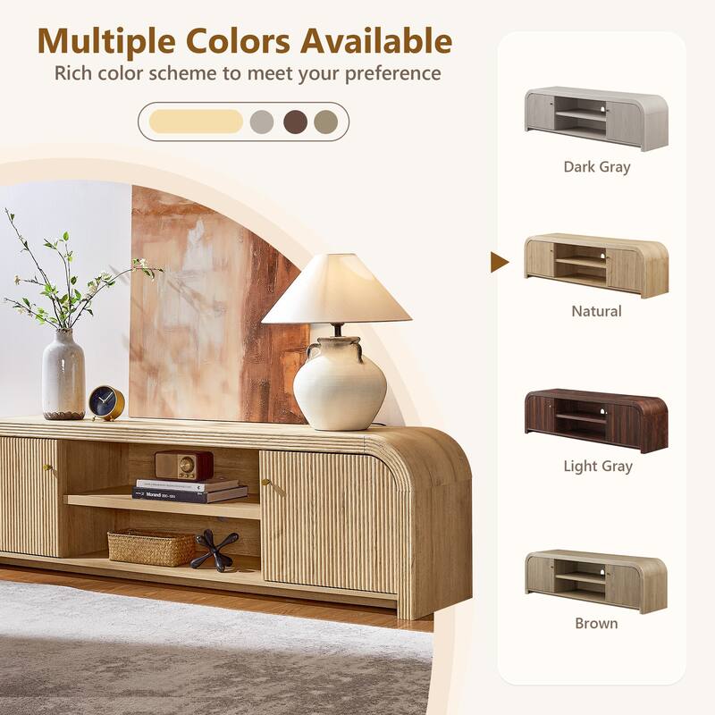 Modern Fluted TV Stand for 80" TV, Media Console, Entertainment Center