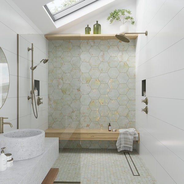 Apollo Tile Aureate Moss Green 11-3/4-in x 11-3/4-in Natural Porcelain Uniform Squares Floor and Wall Tile (7.62-sq. ft/ Carton)