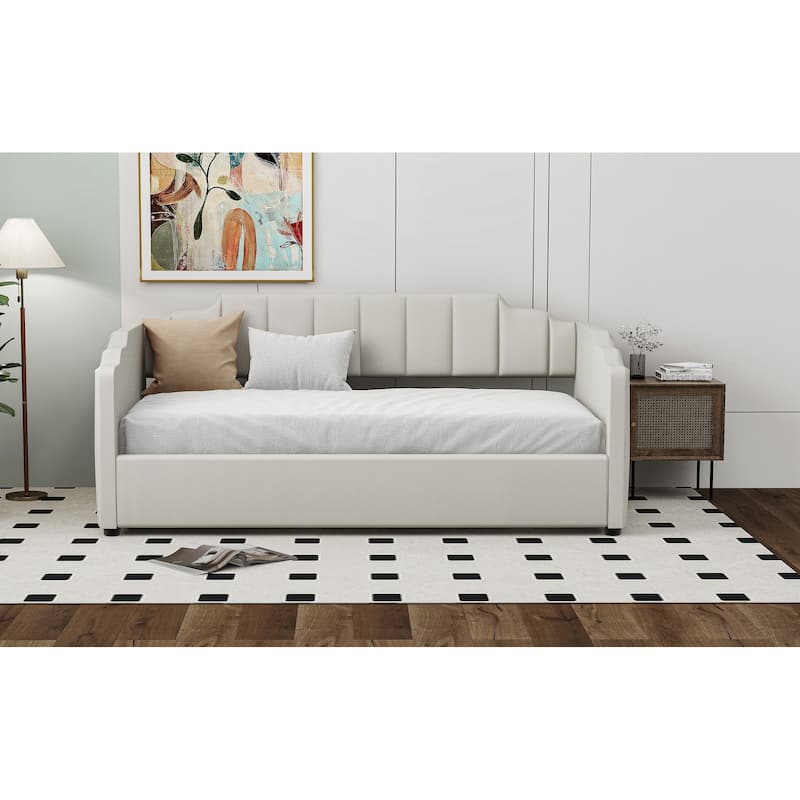 Modern Twin Size Upholstered Daybed with Underneath Storage for Bedroom