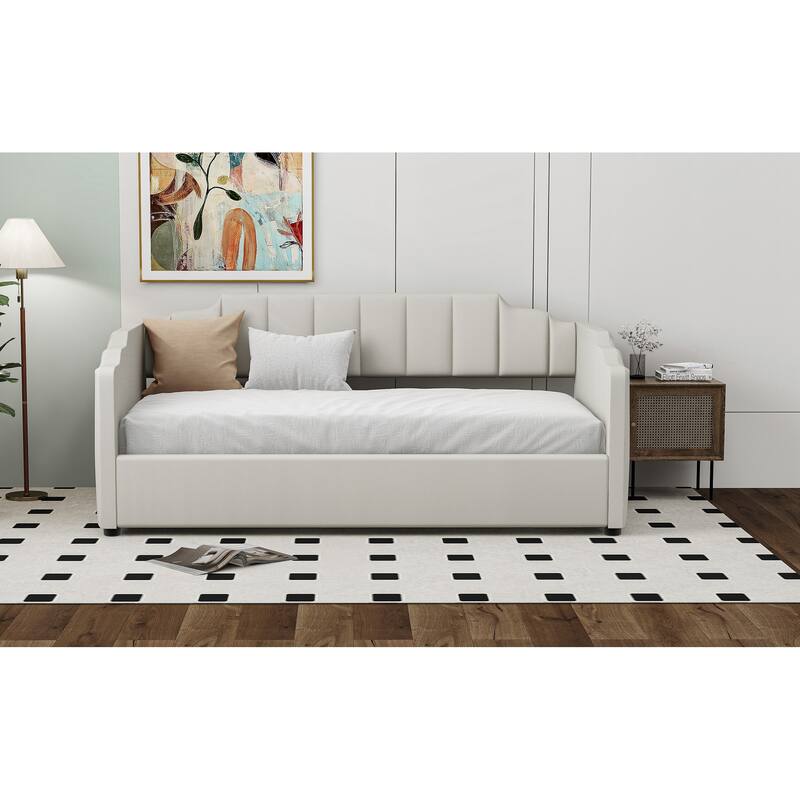 Upholstered Daybed with Underneath Storage, Twin/Full Size Lift Up Storage Daybed Frame Sofa Bed with Support Slats