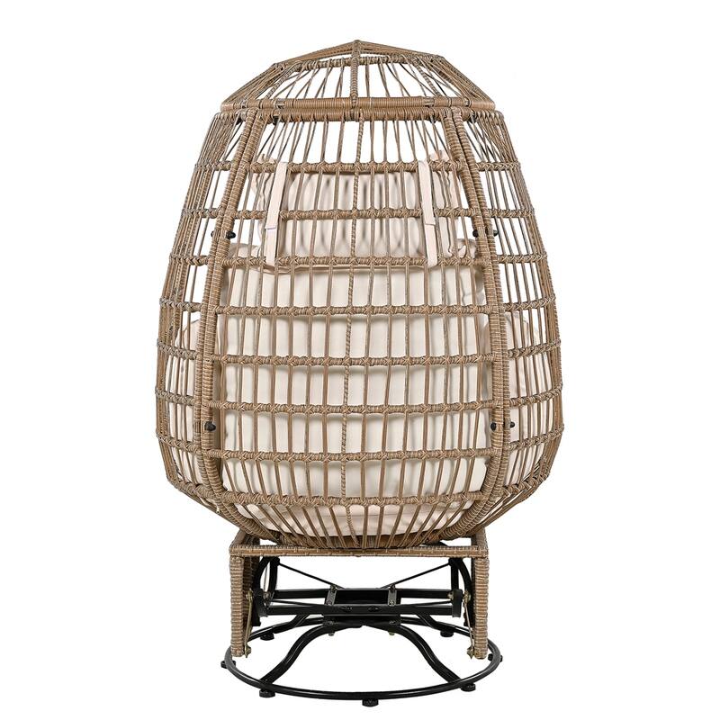Rattan Swivel Egg Patio Chair with Rocking Function and Cushions