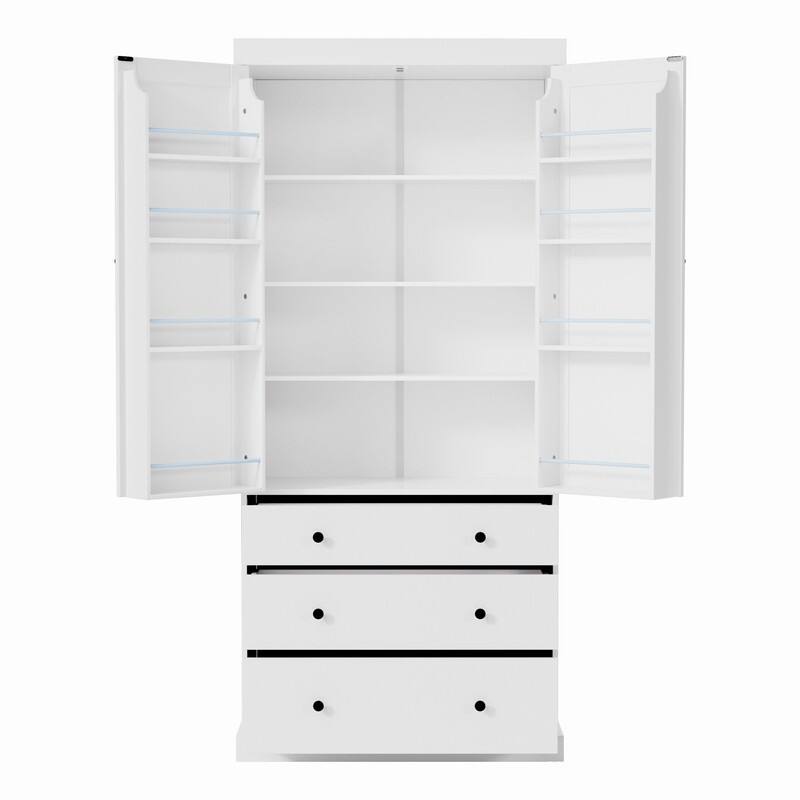 Farmhouse 77" Kitchen Pantry Storage Cabinet with Adjustable Shelves and Multiple Door Shelves