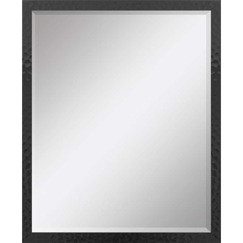 HomeRoots 30" Black Hammered Geometric Finish Framed Accent Mirror - 24.00 in. x 30.00 in. x 1.00 in.