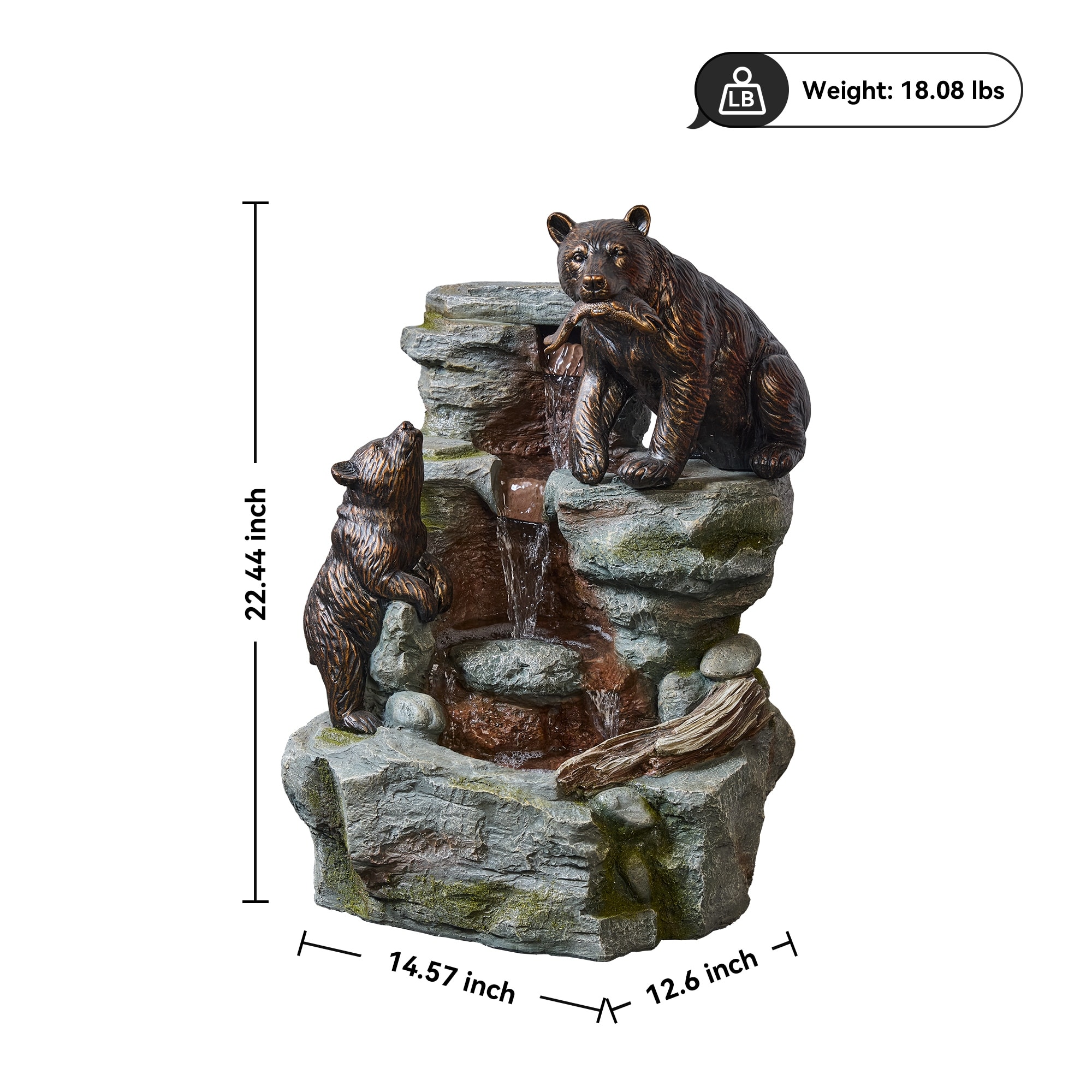 Vbal 3-Tier Outdoor Fountain with 2 Climbing Bears undefined