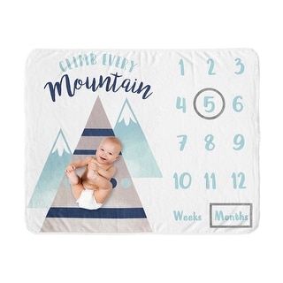 Watercolor Mountains Boy Girl Baby Monthly Milestone Blanket Navy