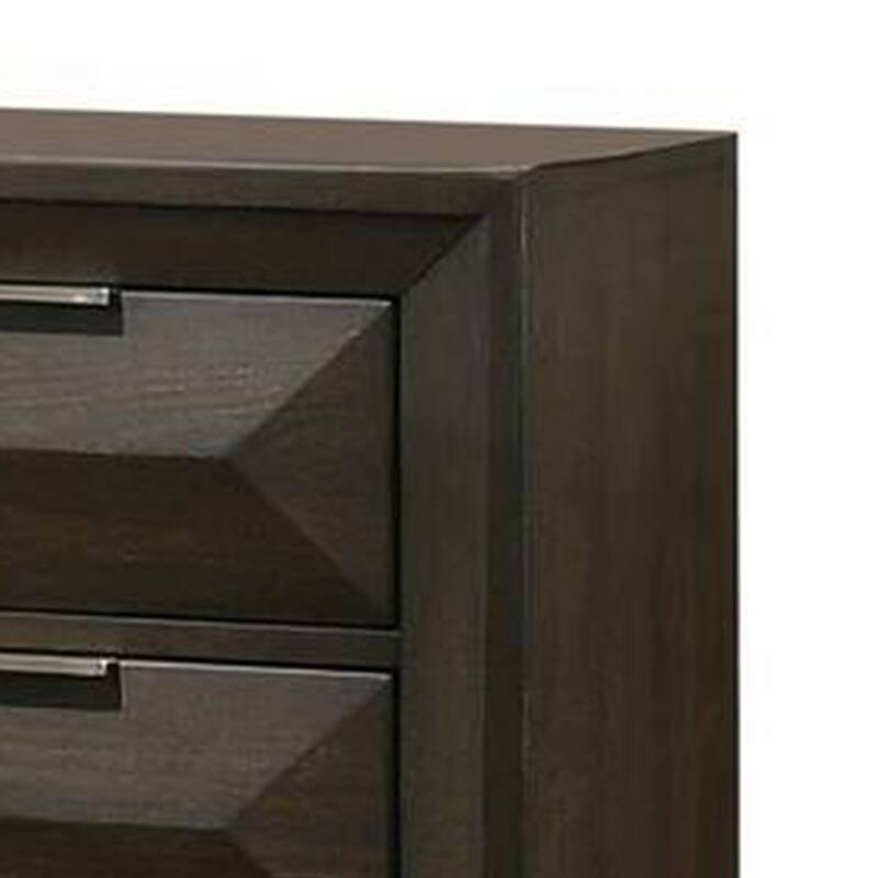 Fema Nightstand, 2 Bevel Drawers, Nickel Handles, Espresso Brown Wood