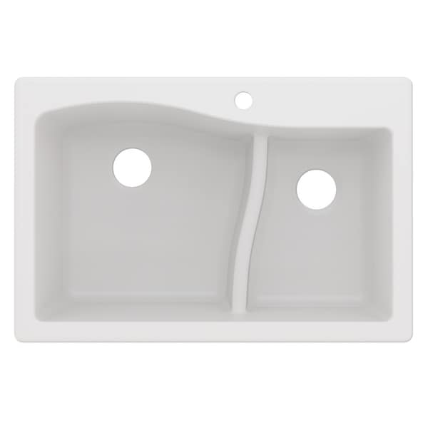KRAUS Quarza Granite 33 inch 60/40 Undermount Drop-in Kitchen Sink. Opens flyout.